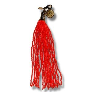 Coral & Gold Crystal Dreamcatcher Beaded Boho Tassel Keychain Accessory